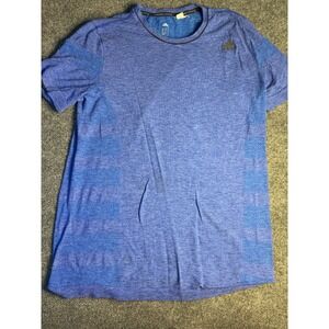 adidas Running T Shirt Mens XL Blue Short Sleeve ClimaLite Crew Neck Pullover